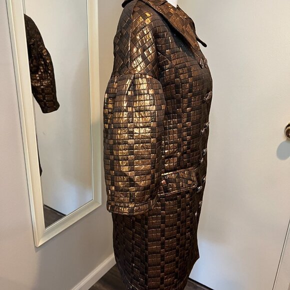 Vertigo Paris Bronze Amelia Metallic cropped sleeve trench jacket, Size Small - Picture 12 of 16